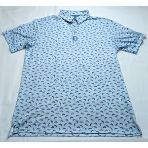 BogeyBros Polo Shirt Men's XXL – Light Blue Mustache‎ Print Funny Golf...